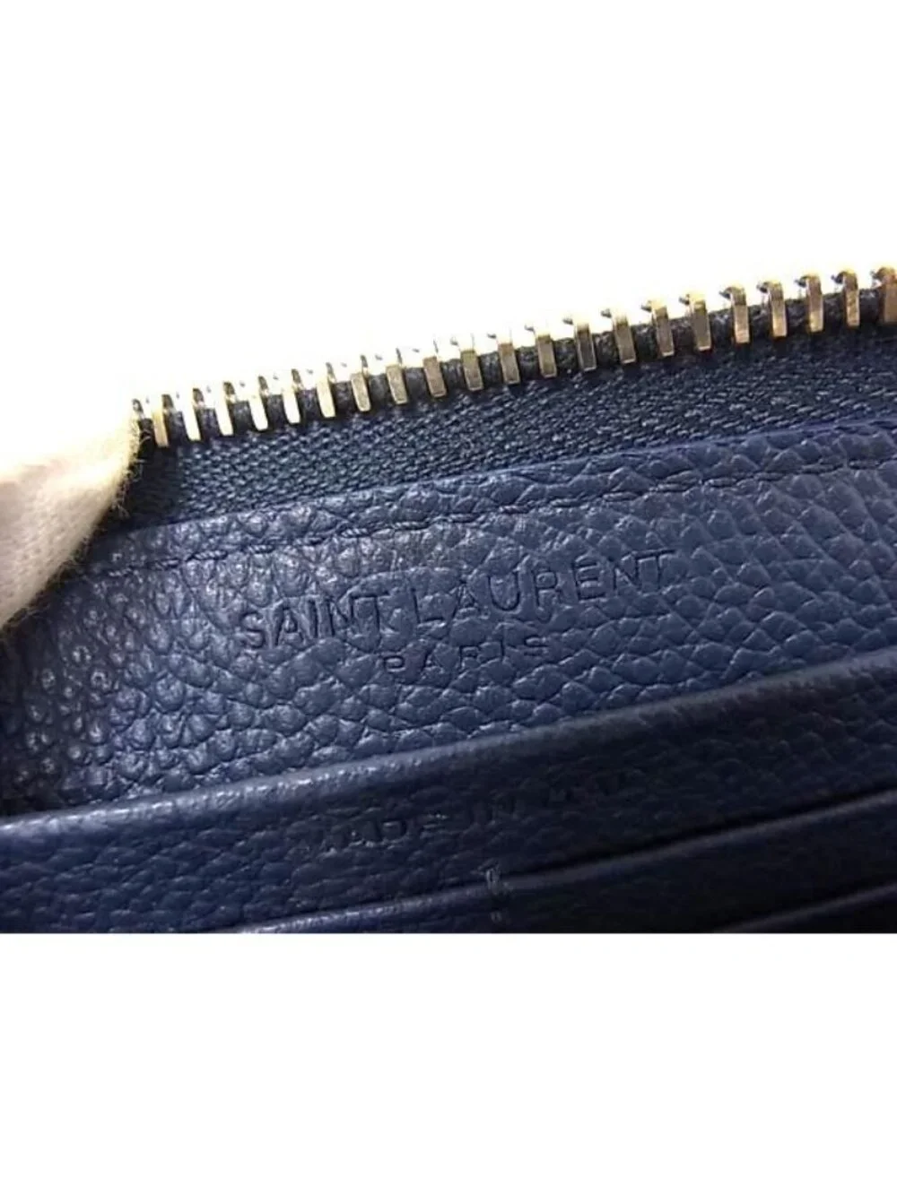 Saint Laurent Leather Zip Around Wallet Bill Purse Coin Blue - Picture 5 of 5